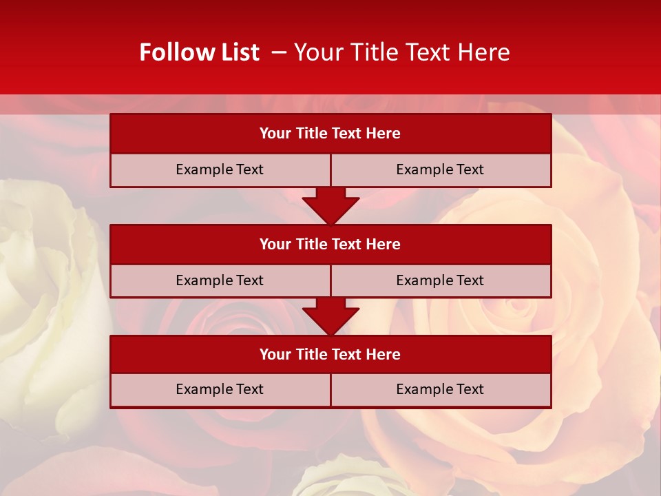 A Bouquet Of Multi-Coloured Roses. Focus On Middle Roses. PowerPoint Template