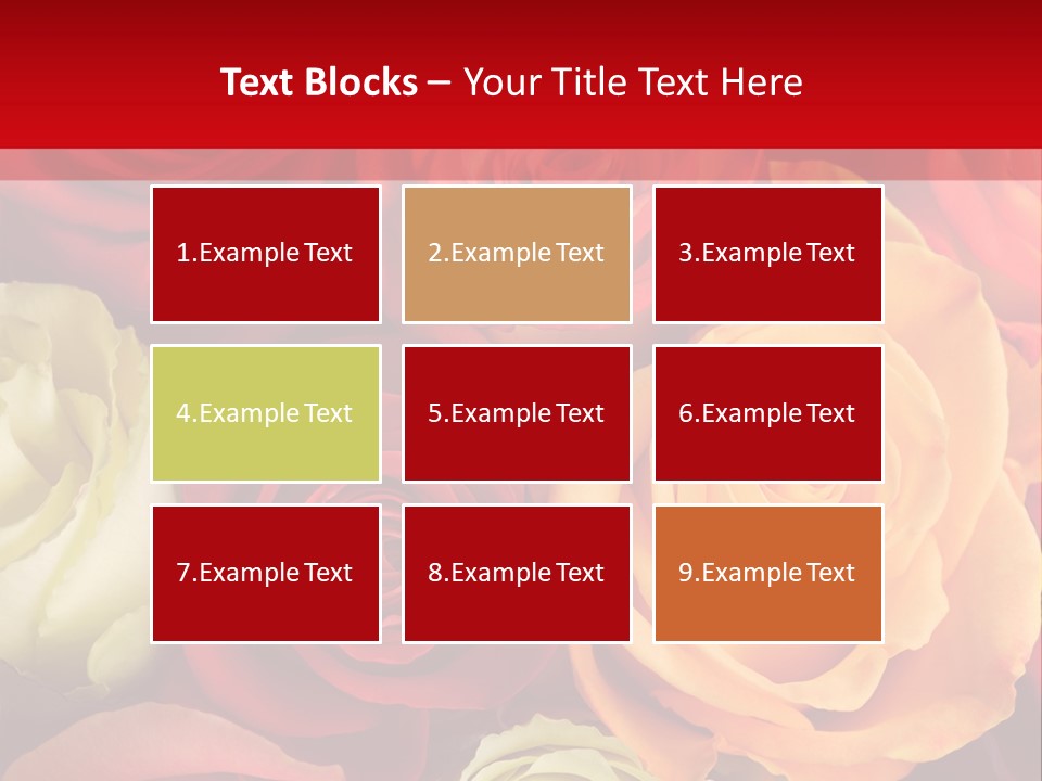 A Bouquet Of Multi-Coloured Roses. Focus On Middle Roses. PowerPoint Template
