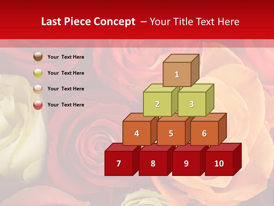 A Bouquet Of Multi-Coloured Roses. Focus On Middle Roses. PowerPoint Template