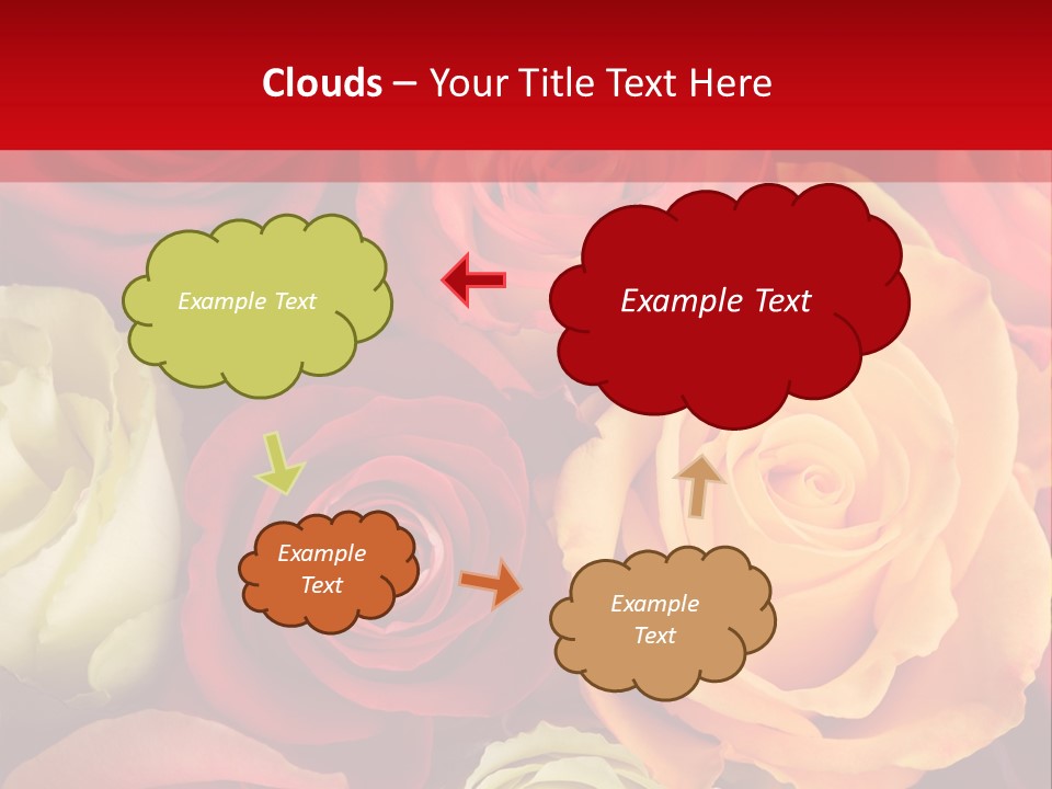 A Bouquet Of Multi-Coloured Roses. Focus On Middle Roses. PowerPoint Template