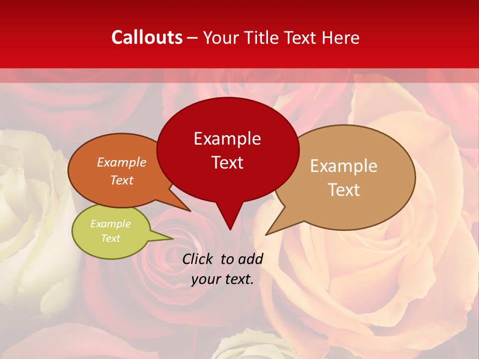 A Bouquet Of Multi-Coloured Roses. Focus On Middle Roses. PowerPoint Template