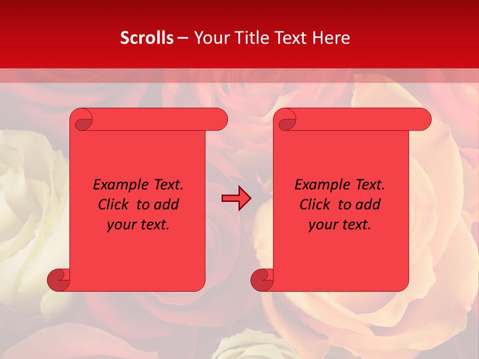 A Bouquet Of Multi-Coloured Roses. Focus On Middle Roses. PowerPoint Template