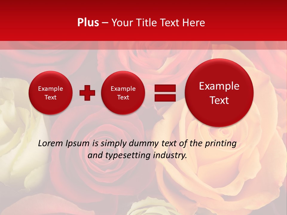 A Bouquet Of Multi-Coloured Roses. Focus On Middle Roses. PowerPoint Template
