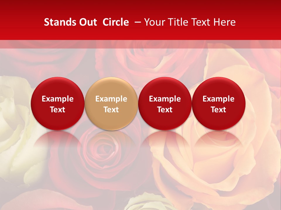 A Bouquet Of Multi-Coloured Roses. Focus On Middle Roses. PowerPoint Template