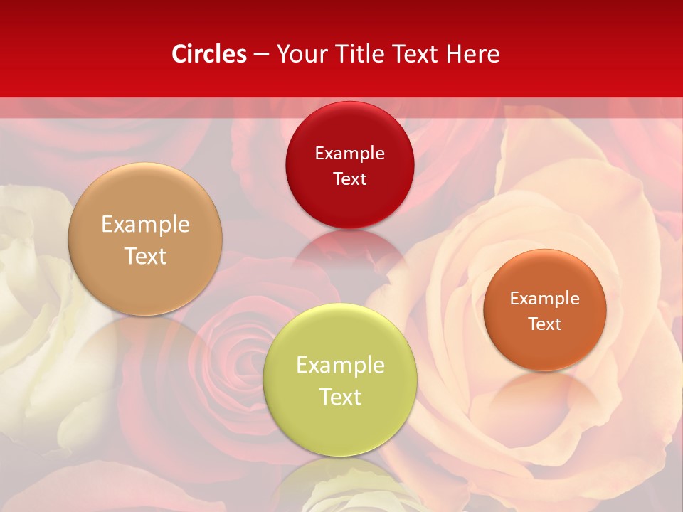 A Bouquet Of Multi-Coloured Roses. Focus On Middle Roses. PowerPoint Template