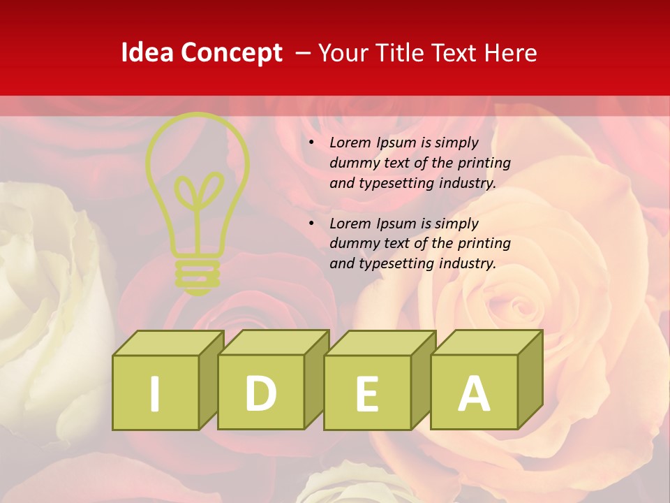 A Bouquet Of Multi-Coloured Roses. Focus On Middle Roses. PowerPoint Template