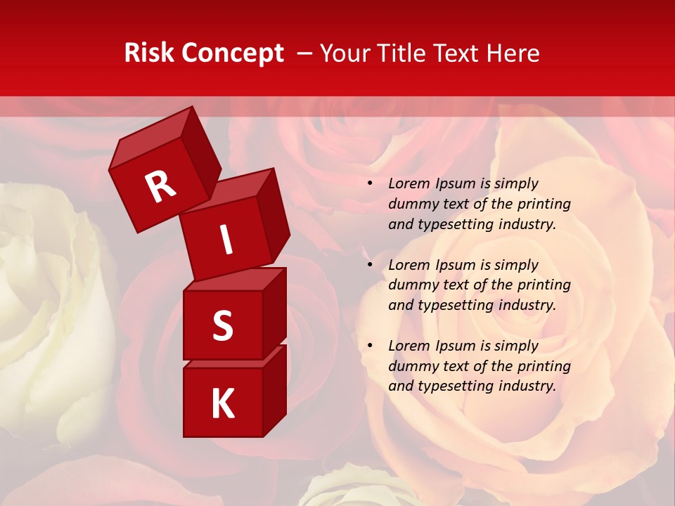 A Bouquet Of Multi-Coloured Roses. Focus On Middle Roses. PowerPoint Template
