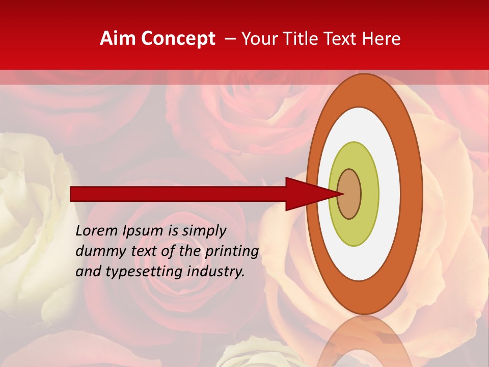A Bouquet Of Multi-Coloured Roses. Focus On Middle Roses. PowerPoint Template