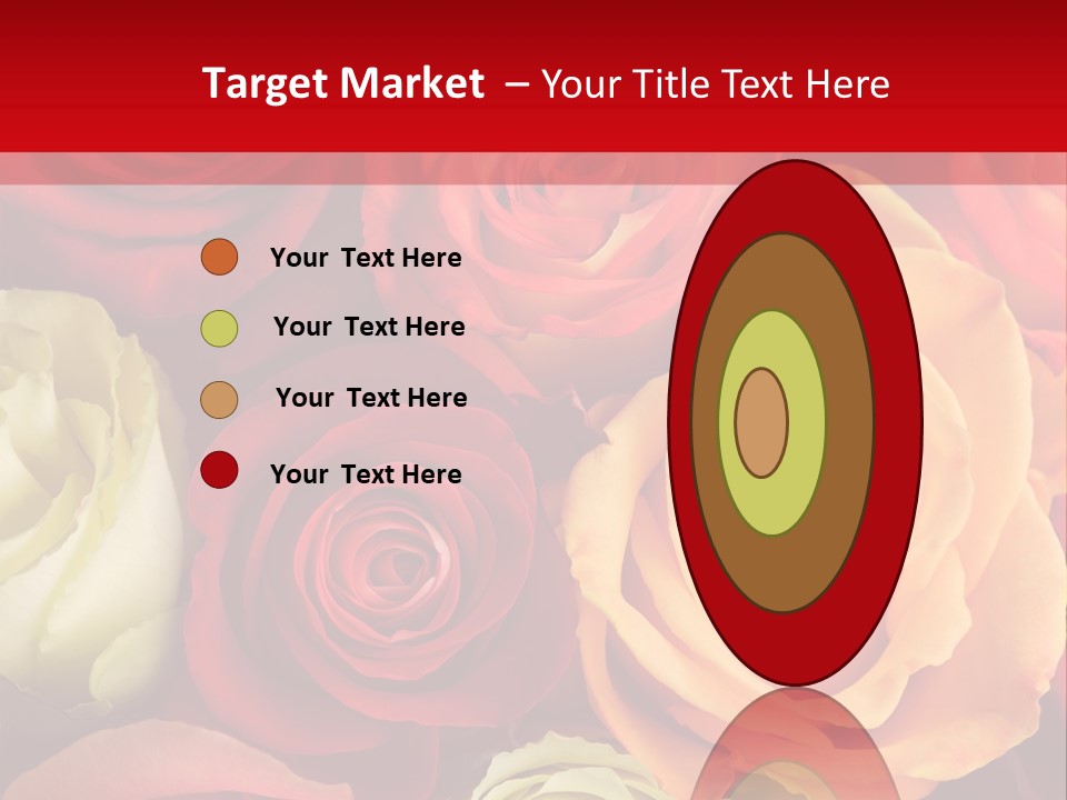 A Bouquet Of Multi-Coloured Roses. Focus On Middle Roses. PowerPoint Template