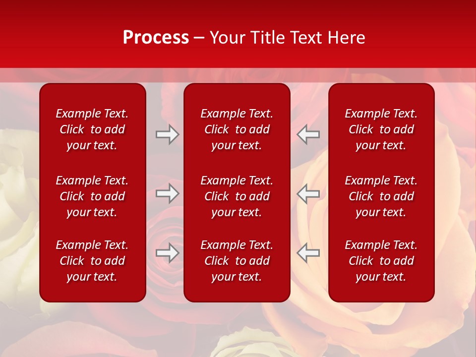 A Bouquet Of Multi-Coloured Roses. Focus On Middle Roses. PowerPoint Template