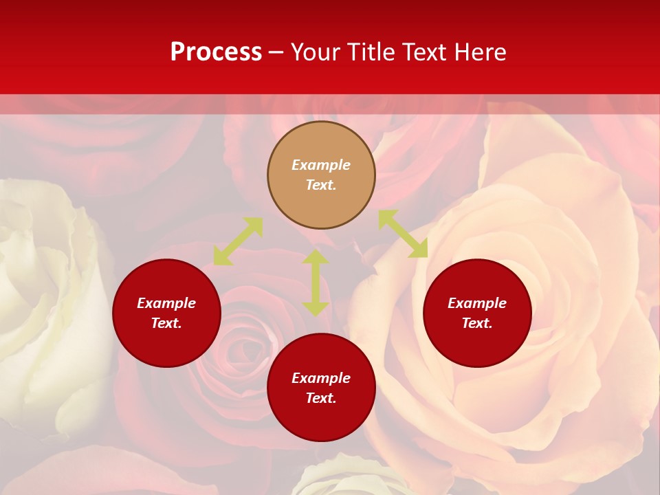 A Bouquet Of Multi-Coloured Roses. Focus On Middle Roses. PowerPoint Template