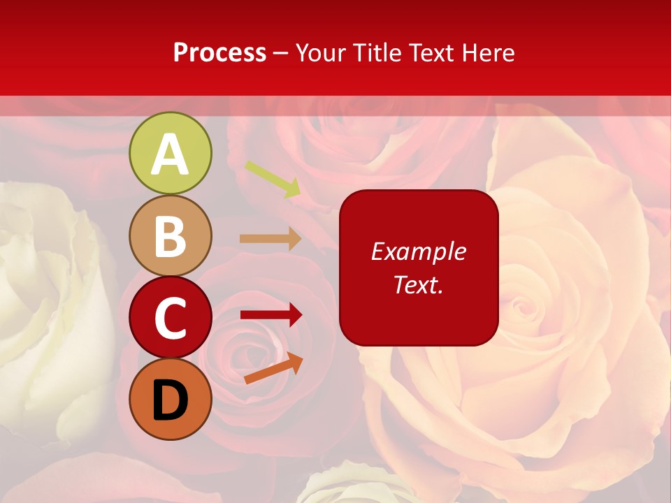 A Bouquet Of Multi-Coloured Roses. Focus On Middle Roses. PowerPoint Template