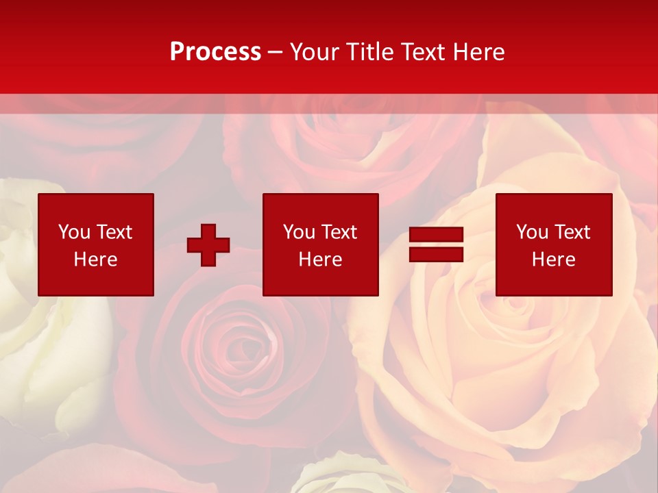 A Bouquet Of Multi-Coloured Roses. Focus On Middle Roses. PowerPoint Template