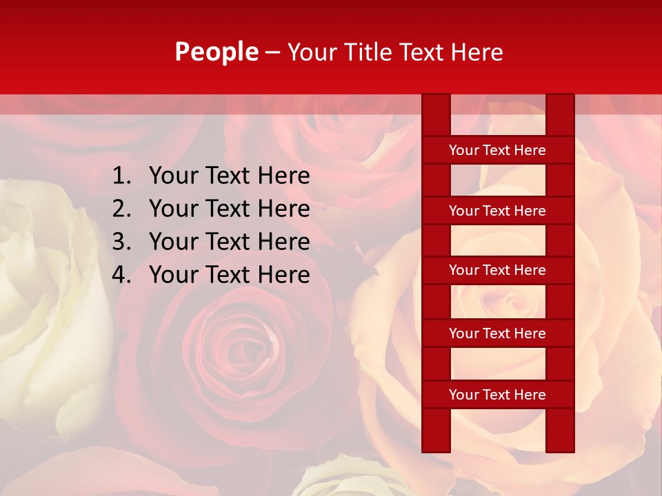 A Bouquet Of Multi-Coloured Roses. Focus On Middle Roses. PowerPoint Template