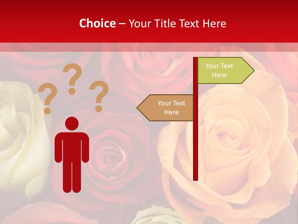 A Bouquet Of Multi-Coloured Roses. Focus On Middle Roses. PowerPoint Template