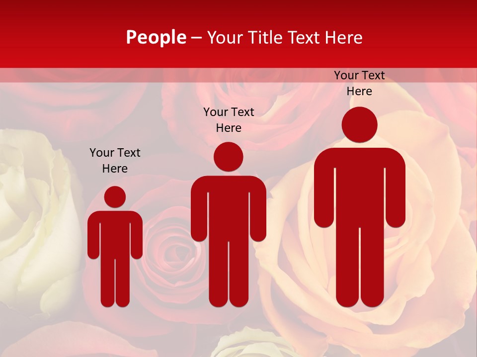 A Bouquet Of Multi-Coloured Roses. Focus On Middle Roses. PowerPoint Template