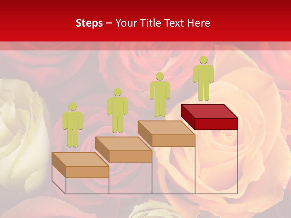 A Bouquet Of Multi-Coloured Roses. Focus On Middle Roses. PowerPoint Template