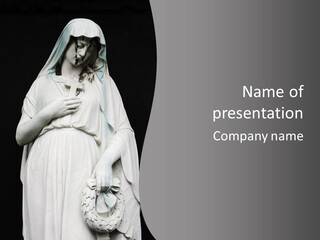 Statue From Cemetery On Black. PowerPoint Template