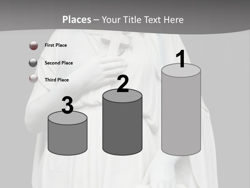 Statue From Cemetery On Black. PowerPoint Template