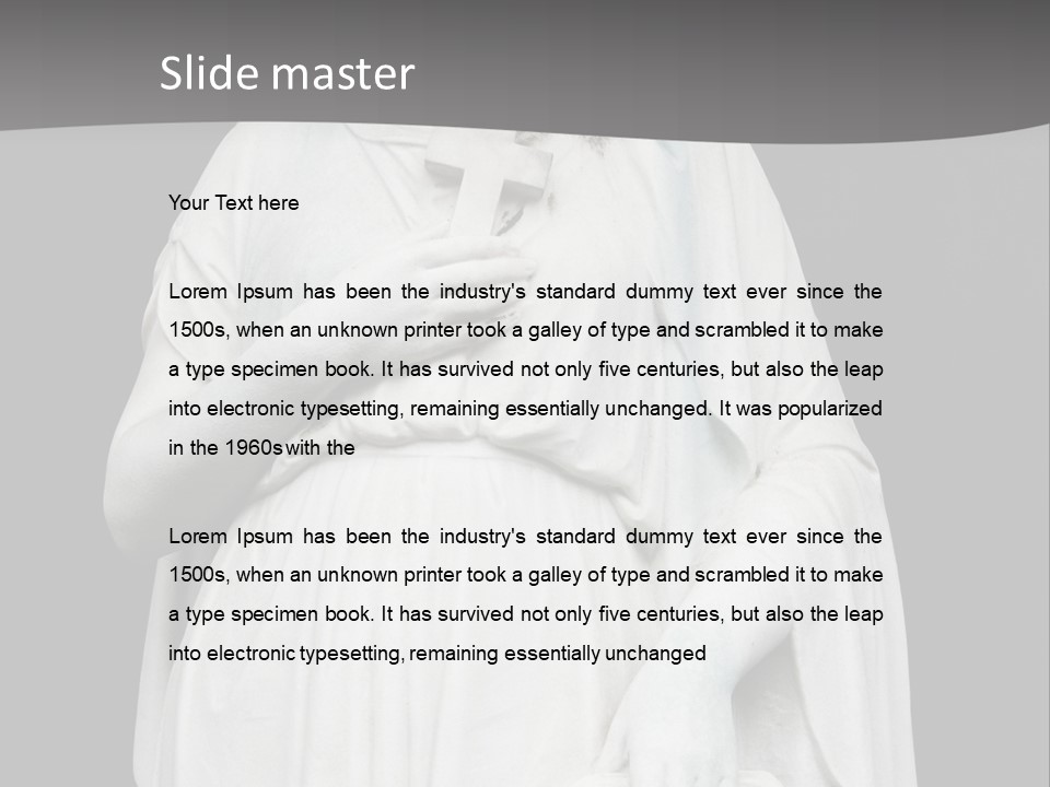 Statue From Cemetery On Black. PowerPoint Template