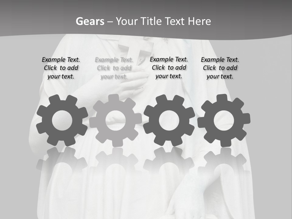 Statue From Cemetery On Black. PowerPoint Template