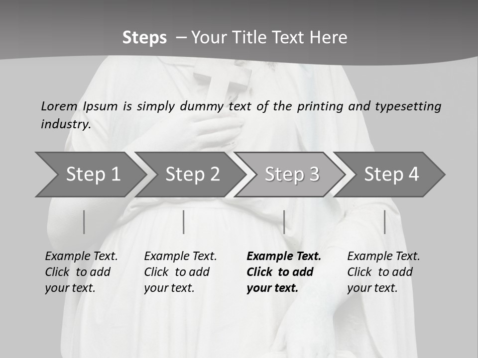 Statue From Cemetery On Black. PowerPoint Template