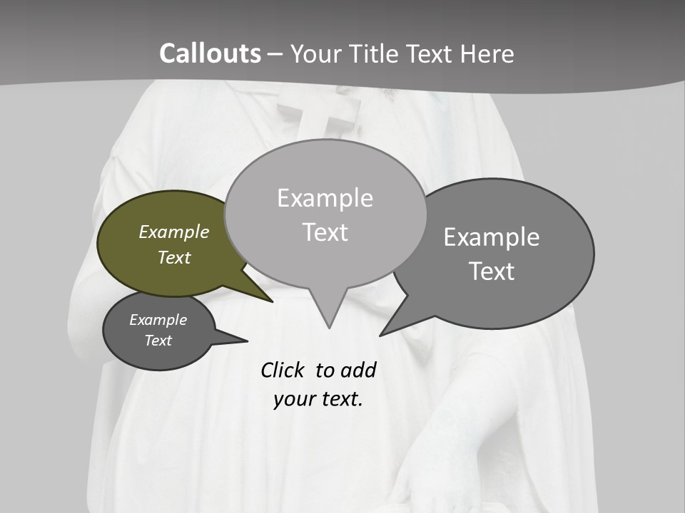 Statue From Cemetery On Black. PowerPoint Template