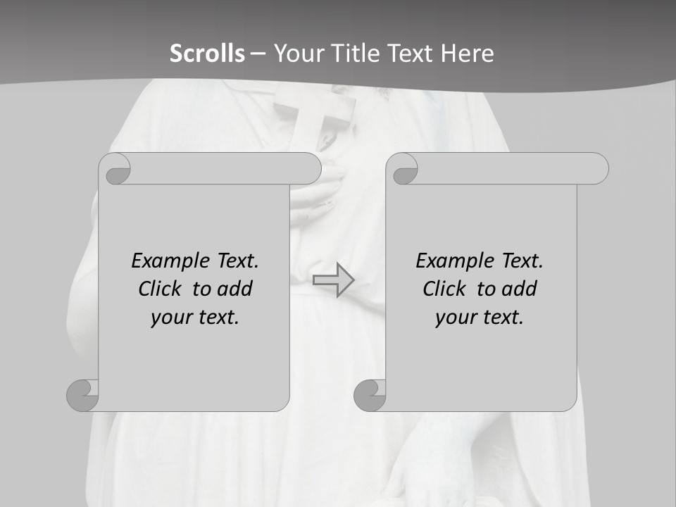 Statue From Cemetery On Black. PowerPoint Template
