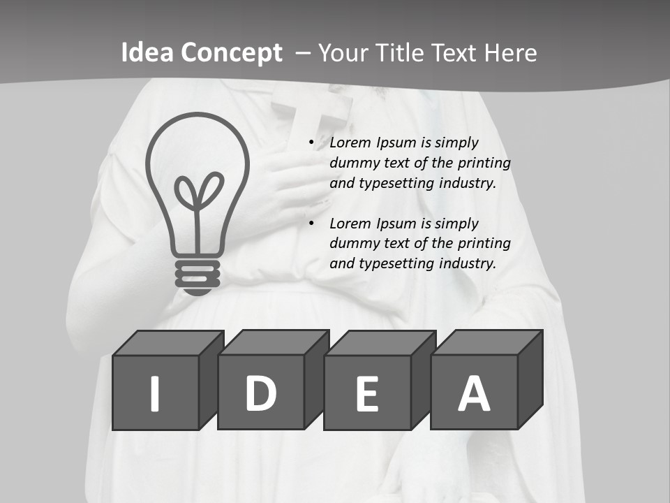 Statue From Cemetery On Black. PowerPoint Template