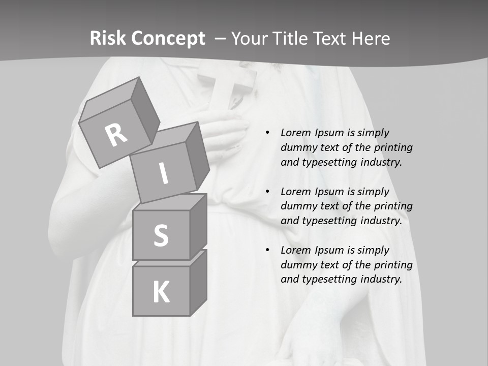 Statue From Cemetery On Black. PowerPoint Template