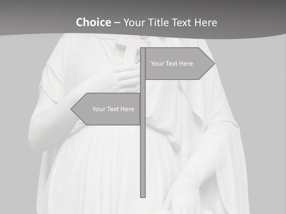 Statue From Cemetery On Black. PowerPoint Template