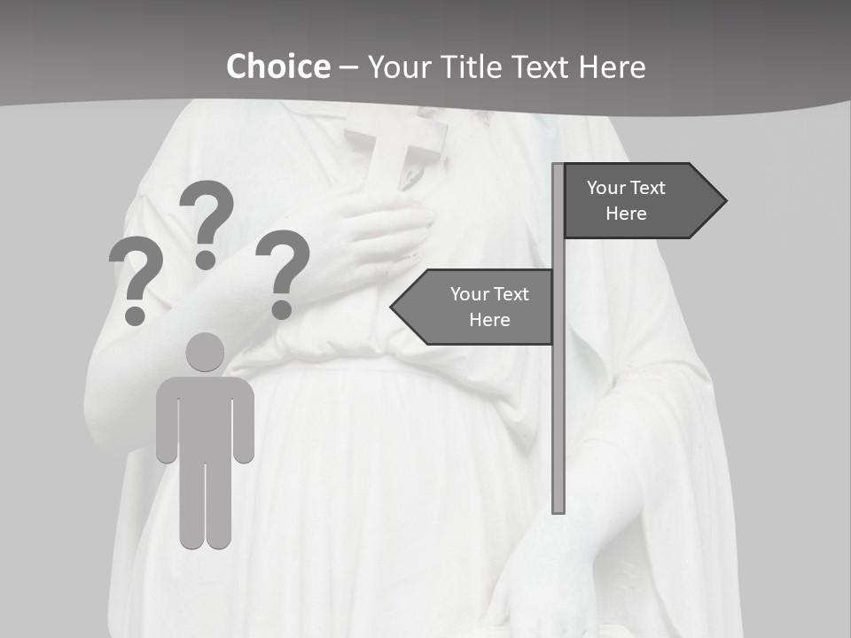 Statue From Cemetery On Black. PowerPoint Template