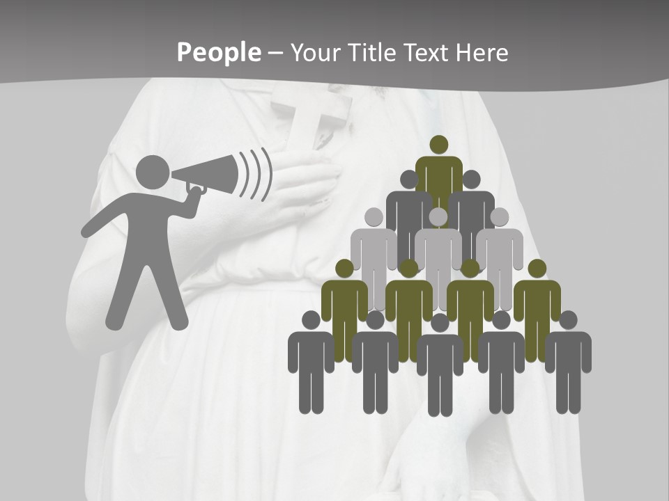 Statue From Cemetery On Black. PowerPoint Template