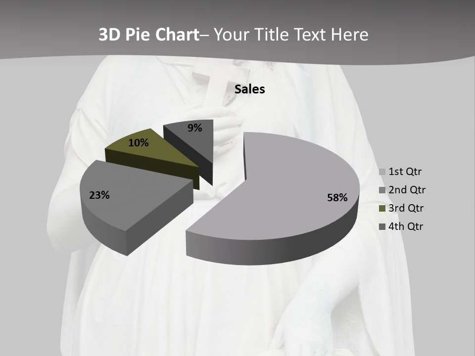 Statue From Cemetery On Black. PowerPoint Template