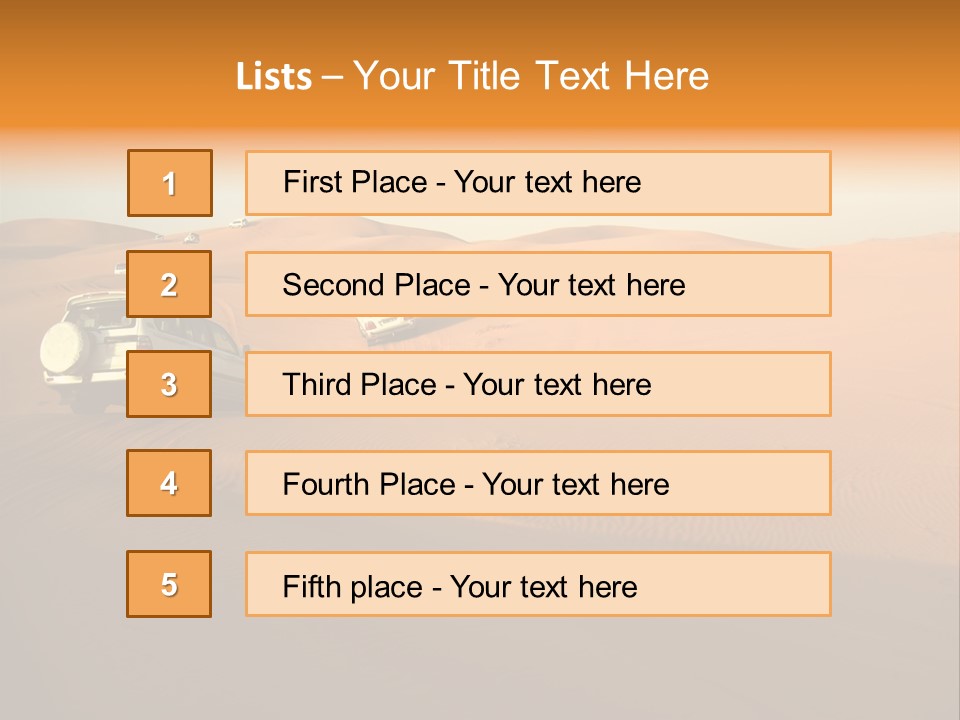 Suvs Trek Across The Desert Dunes PowerPoint Template