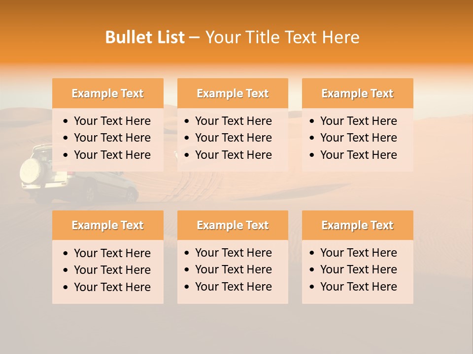 Suvs Trek Across The Desert Dunes PowerPoint Template