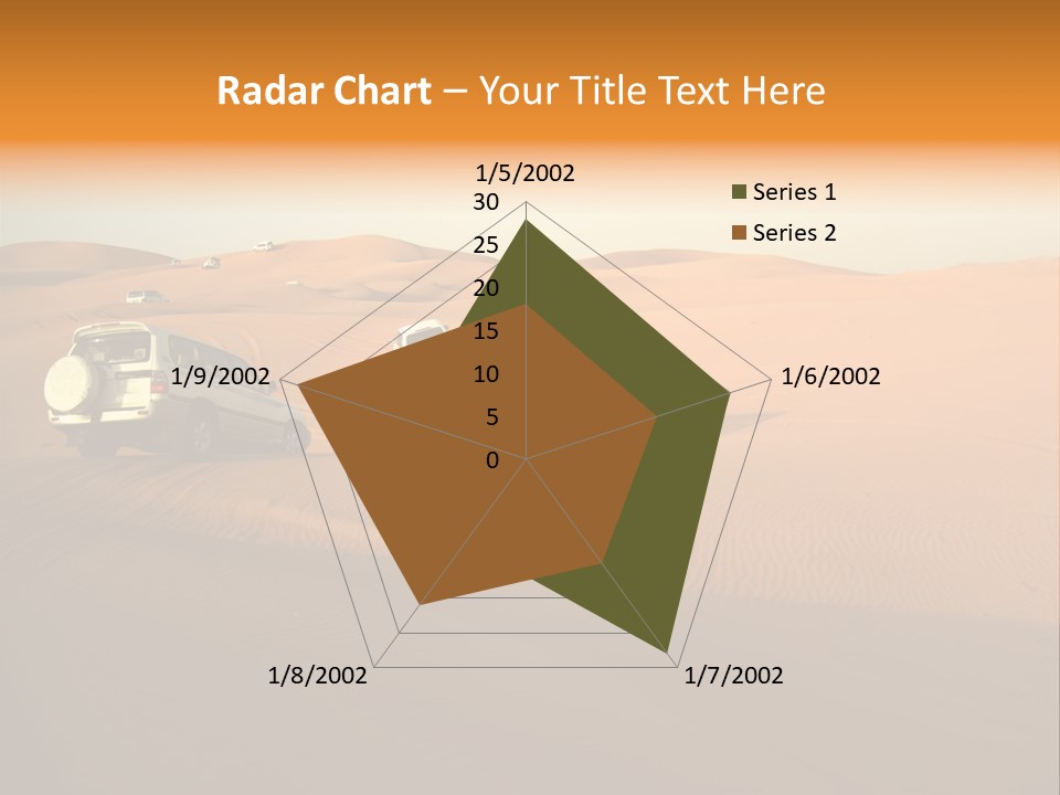 Suvs Trek Across The Desert Dunes PowerPoint Template