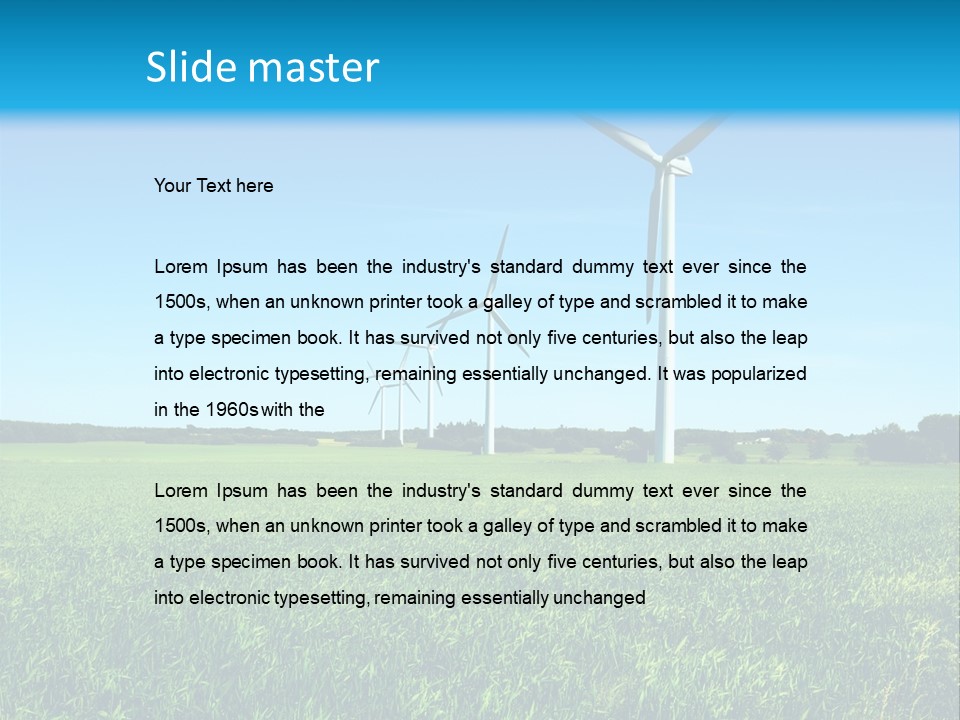 A Green Field With Windmills In The Background PowerPoint Template
