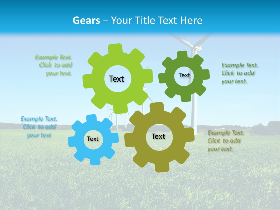 A Green Field With Windmills In The Background PowerPoint Template