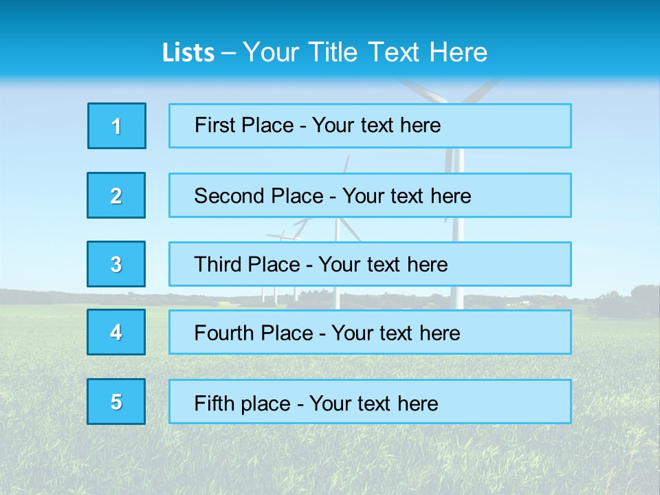 A Green Field With Windmills In The Background PowerPoint Template