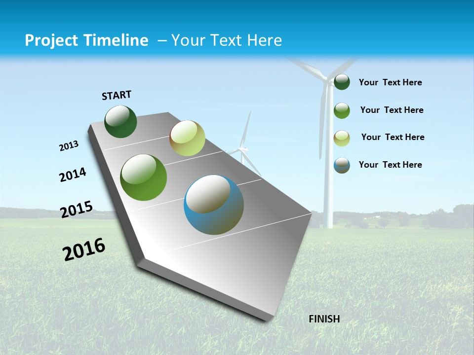 A Green Field With Windmills In The Background PowerPoint Template