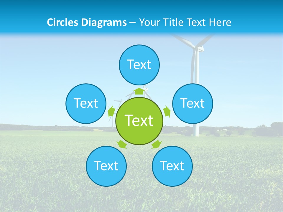 A Green Field With Windmills In The Background PowerPoint Template