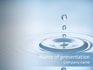 Clean Water And Water Bubbles In Blue PowerPoint Template