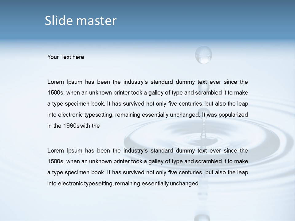 Clean Water And Water Bubbles In Blue PowerPoint Template