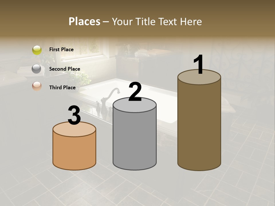 Upscale Bathroom With A Modern Tub And Tile Floor. PowerPoint Template