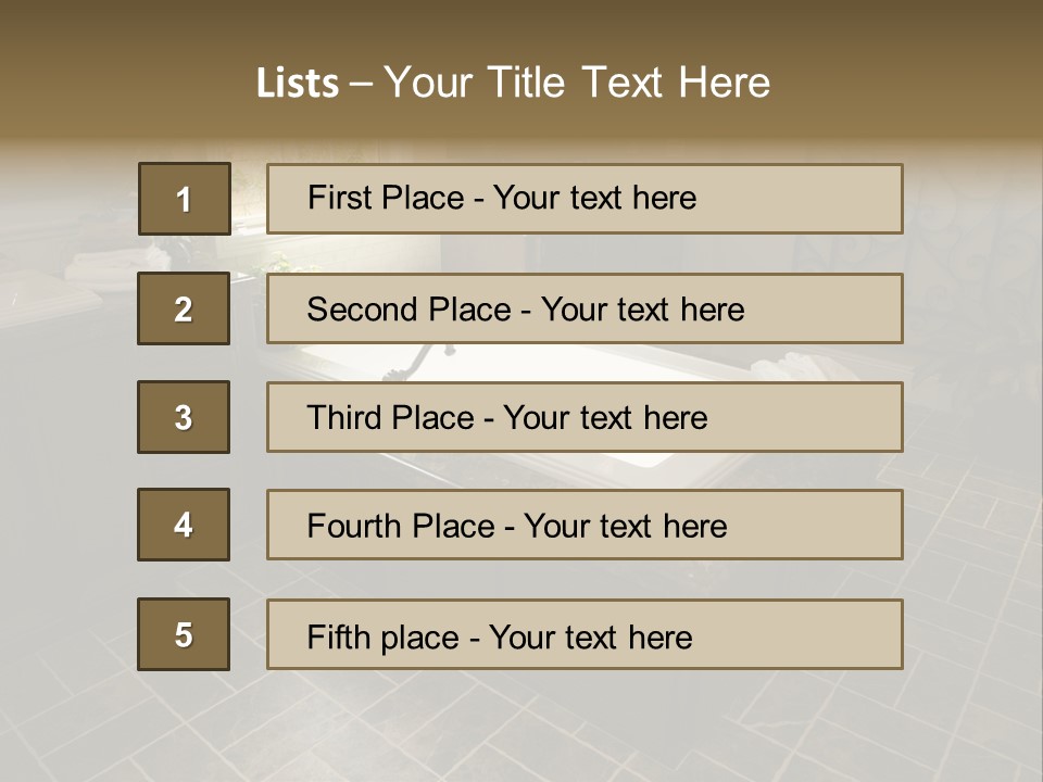 Upscale Bathroom With A Modern Tub And Tile Floor. PowerPoint Template