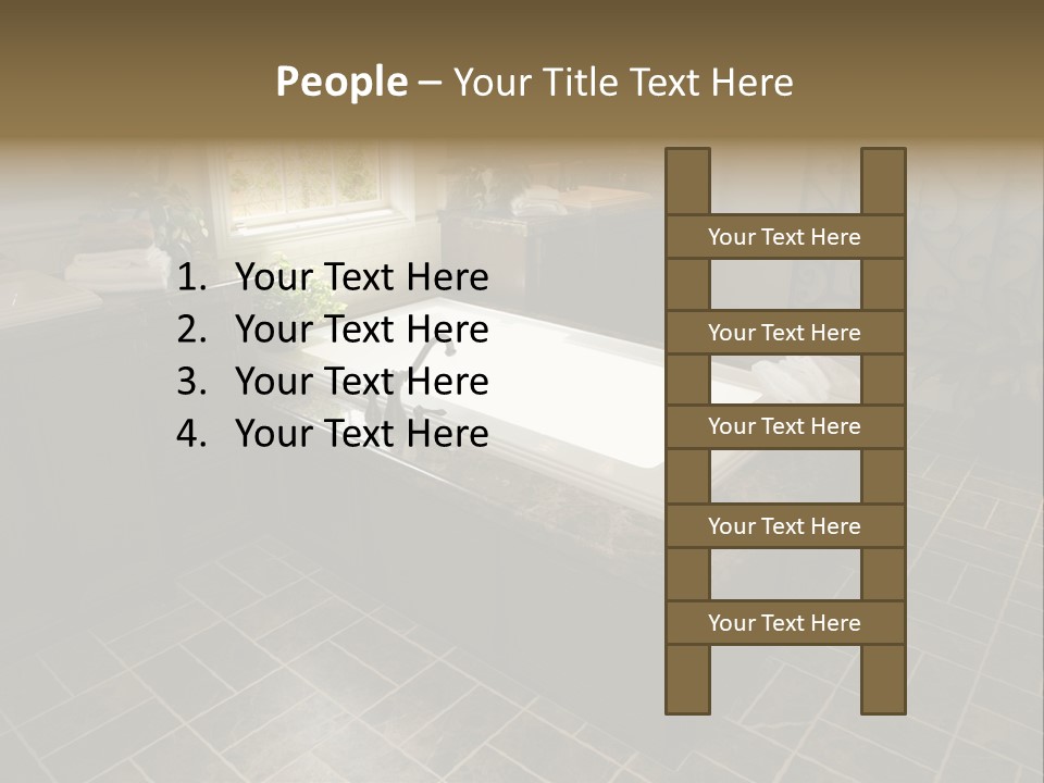 Upscale Bathroom With A Modern Tub And Tile Floor. PowerPoint Template