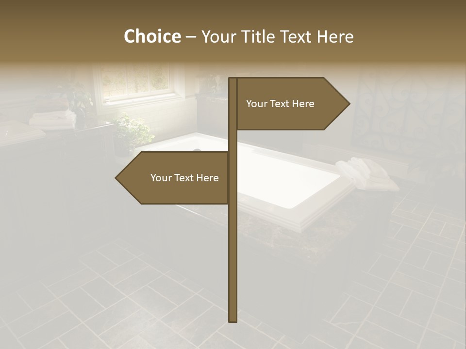 Upscale Bathroom With A Modern Tub And Tile Floor. PowerPoint Template