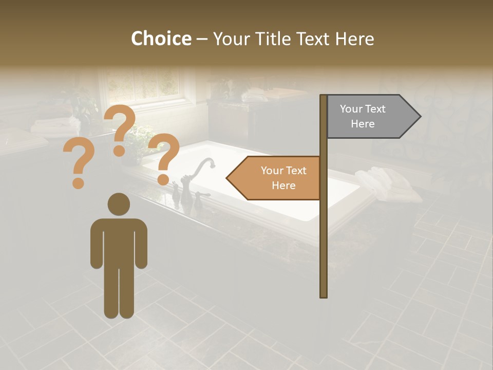 Upscale Bathroom With A Modern Tub And Tile Floor. PowerPoint Template