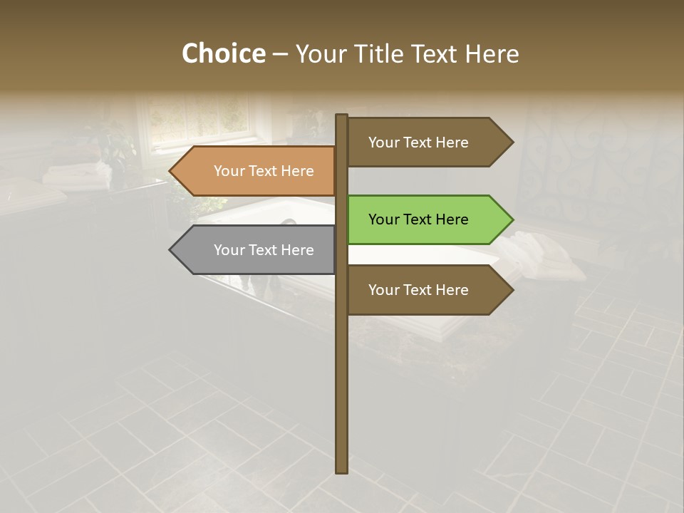 Upscale Bathroom With A Modern Tub And Tile Floor. PowerPoint Template